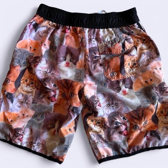 Bioworld Men’s Cat Meme Swim Trunks – Size M | Funny Kitten Board Shorts - Picture 2 of 7